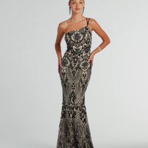 Sarah One-Shoulder Mermaid Sequin Formal Dress