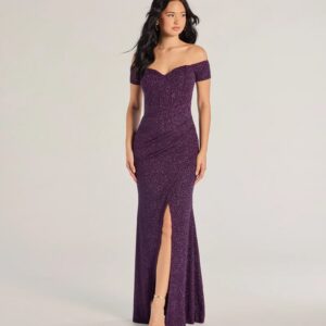 Mimi Off The Shoulder Glitter Mermaid Corset Dress
