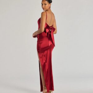 Carolina High-Slit Bow Wrap Dress