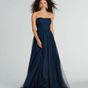 Maryanne Strapless A-Line Glitter Tulle Ball Gown
