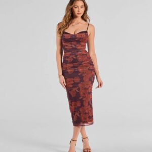 Petal Perfection Floral Ruched Midi Dress