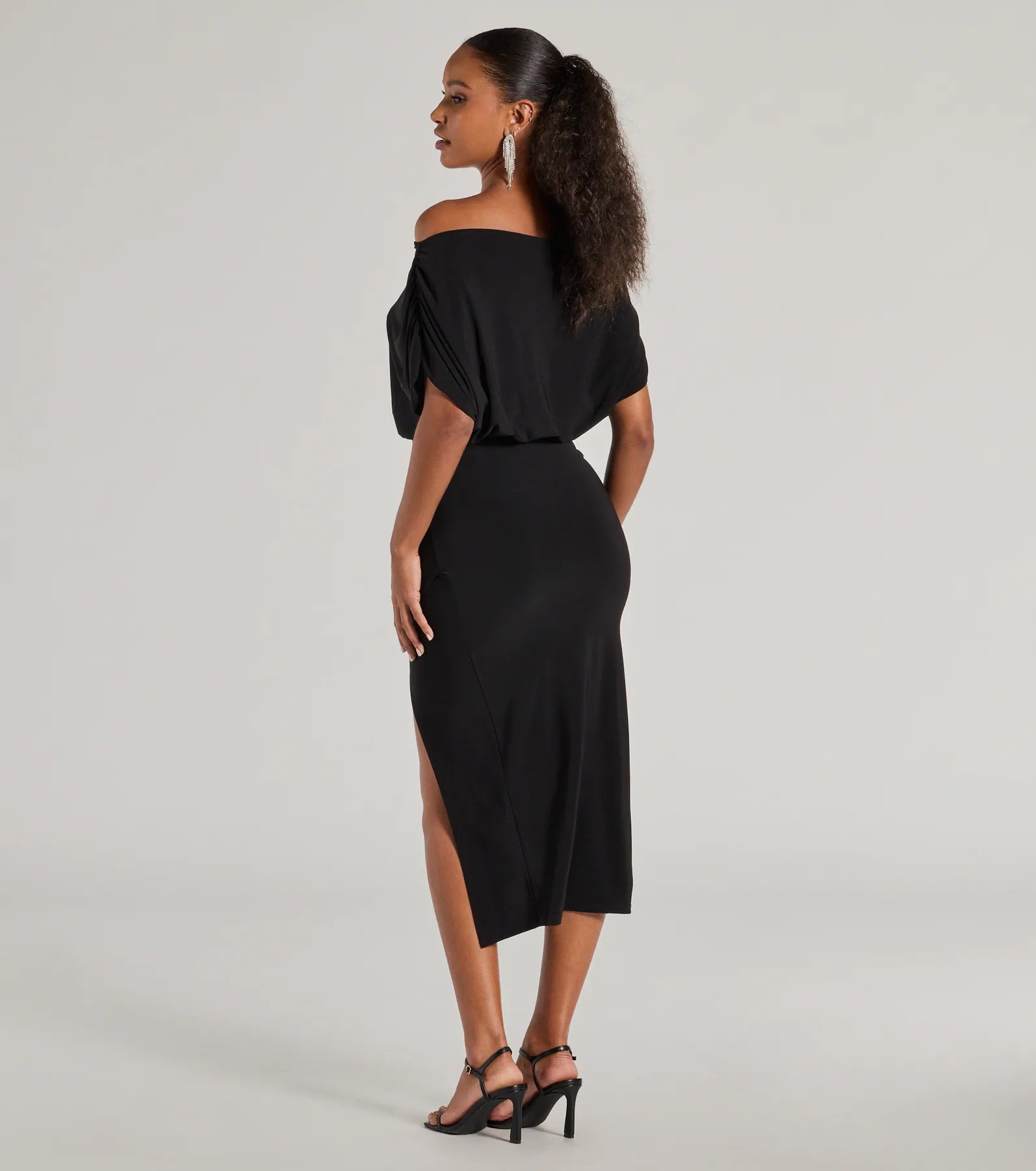 Stop And Stun Off-The-Shoulder Midi Dress - Image 2