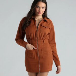 It's A Must Collared Denim Mini Dress
