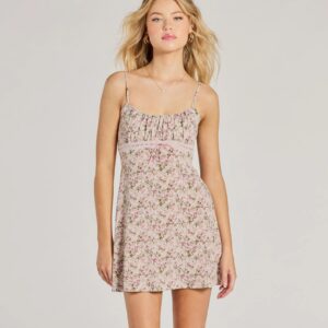 Sweet Side Lace Trim Floral A-Line Mini Dress