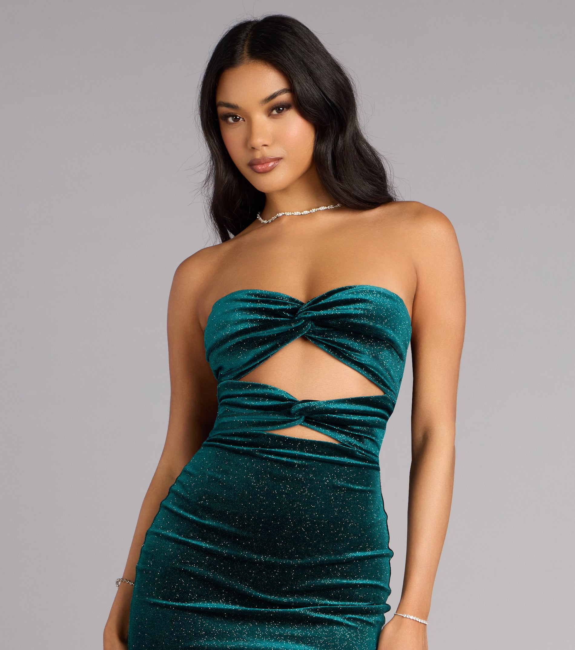 Midnight Spark Glitter Velvet Cutout Mini Dress - Image 4