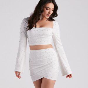 Oh My Pearl Bell Sleeve Crop Top