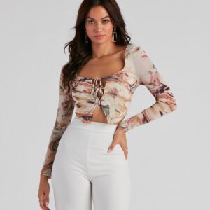 Dress Code Mesh Marble Crop Top