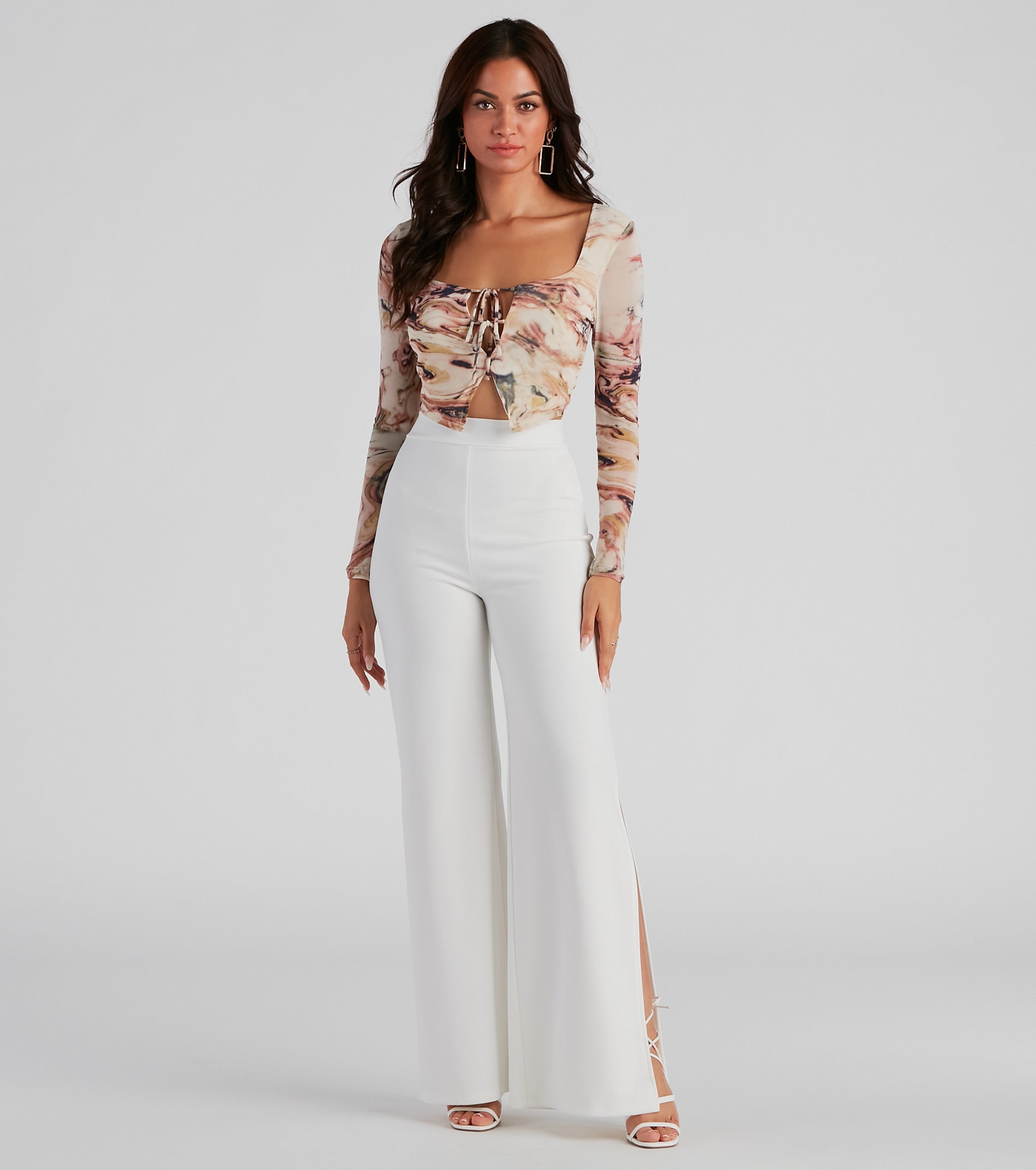 Dress Code Mesh Marble Crop Top - Image 3