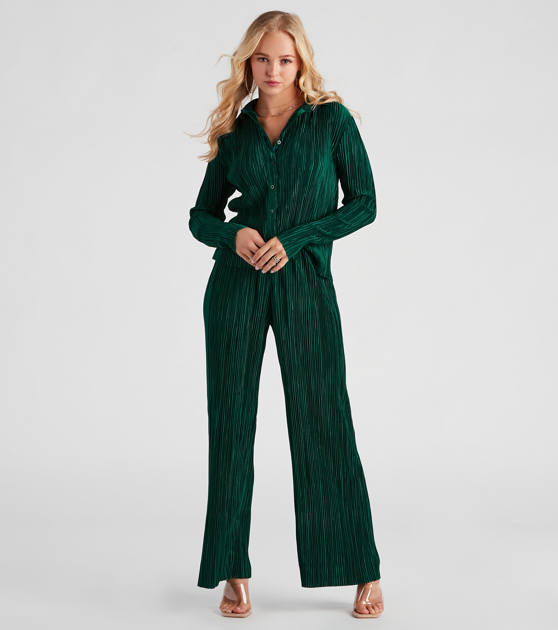 Dinner Date Satin Button Down Top - Image 7