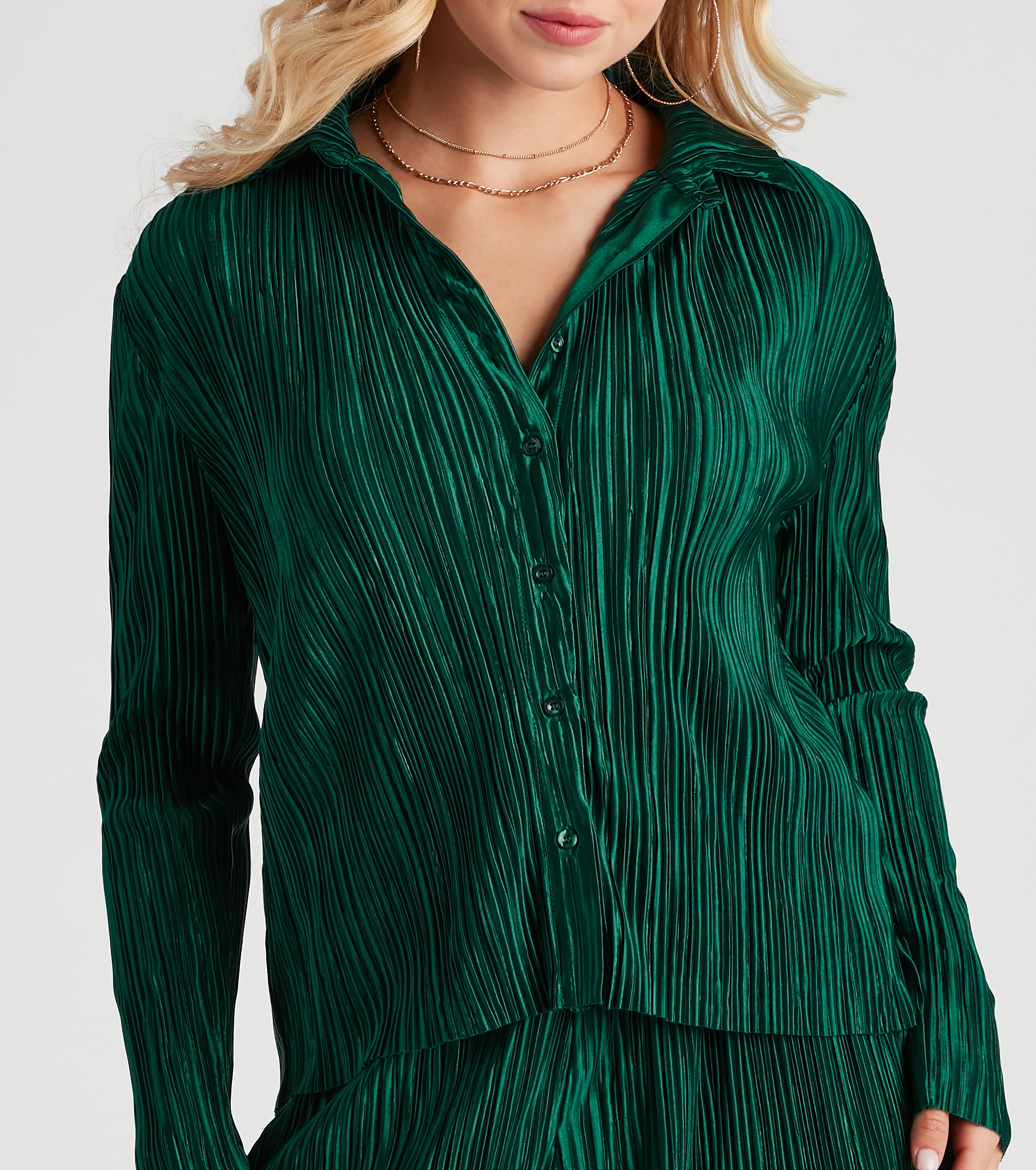 Dinner Date Satin Button Down Top - Image 8