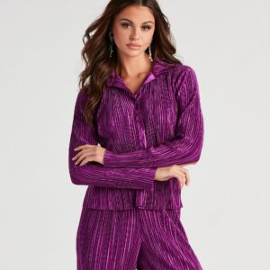 Dinner Date Satin Button Down Top