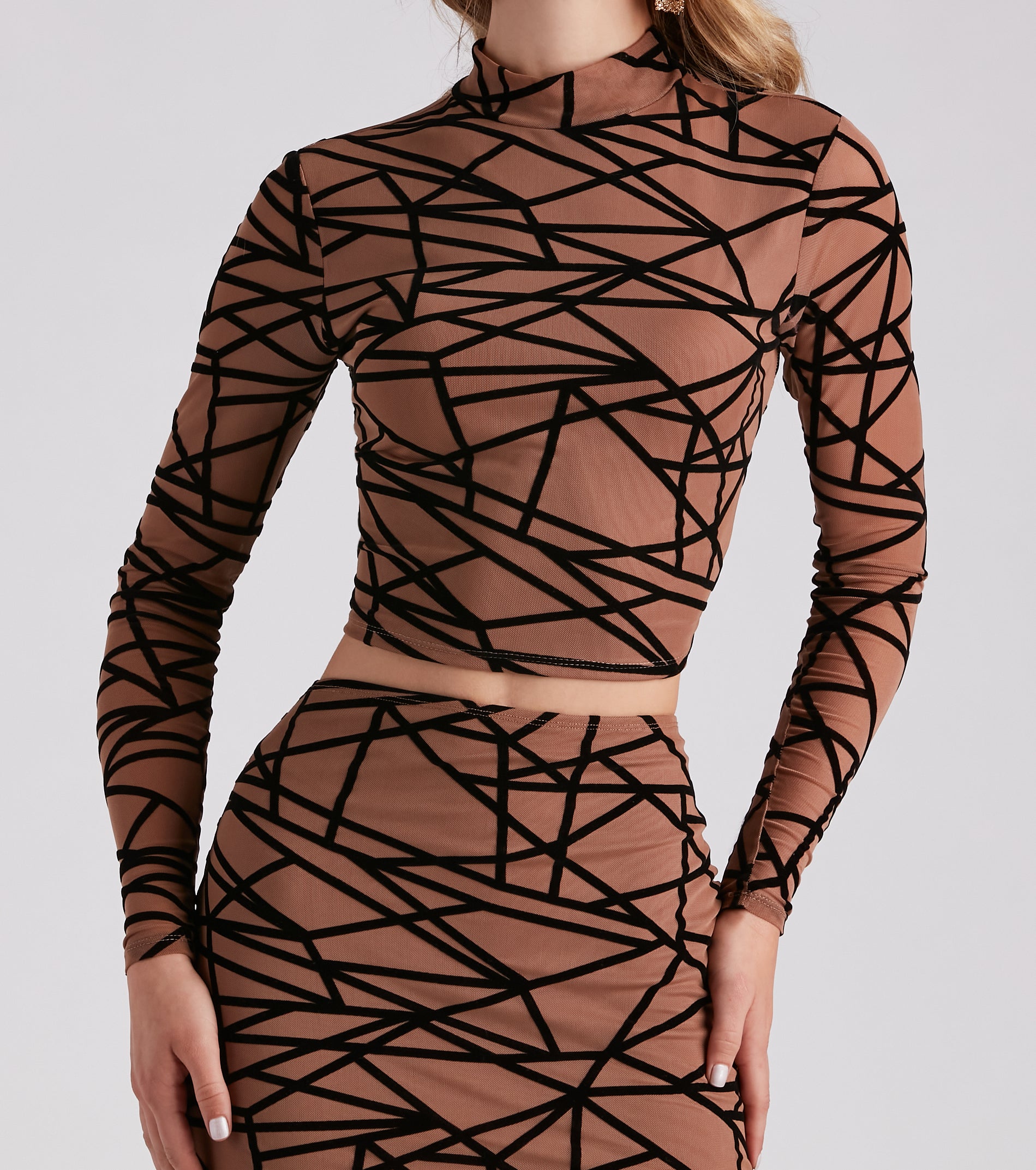 Match Made Mesh Abstract Crop Top - Image 4
