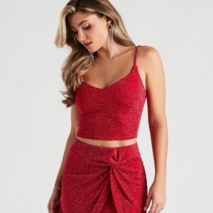 So Chic Glitter Knit Crop Top