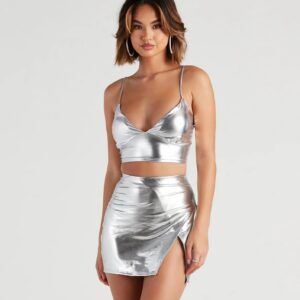 Let's Glow Metallic Crop Top