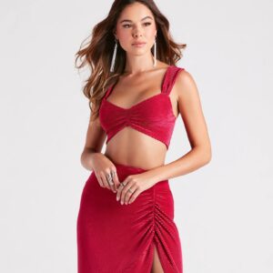 Always Impressed Satin Pleated Crop Top