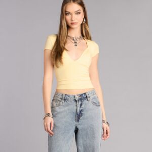 Lowkey Chic Short Sleeve V-Neck Top