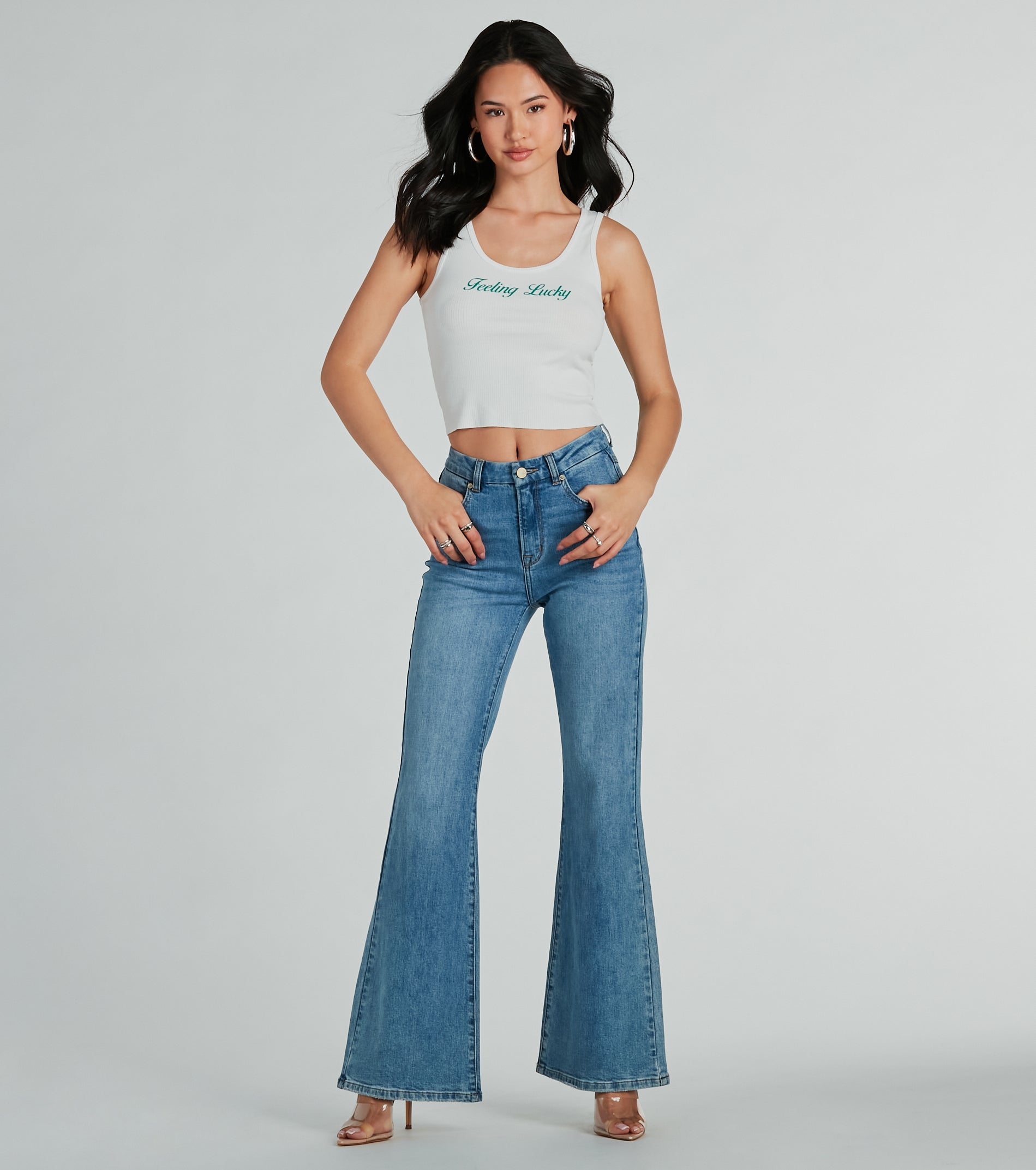Feeling Lucky Graphic Tank Crop Top - Image 2