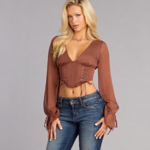 Fall For It Lace Up Corset Crop Top