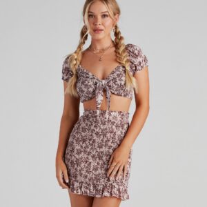 Cali Palms Cap Sleeve Tie-Front Top