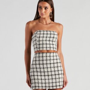 Plaid Princess Tweed Tube Top