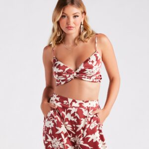 Major Muse Floral Satin Bra Top