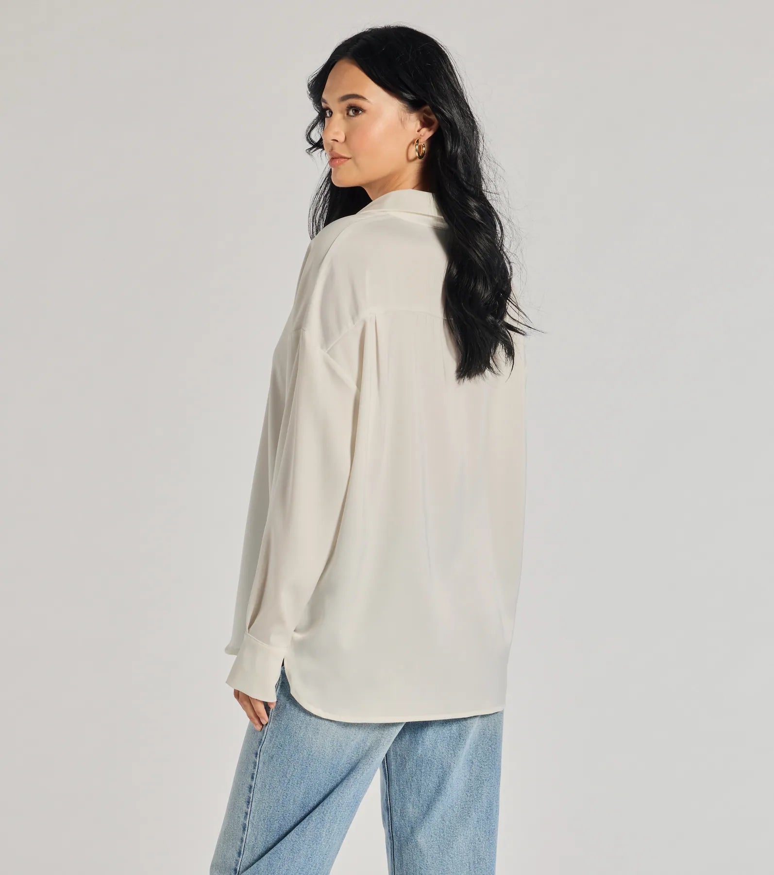 Always Chic Satin Button-Down Long Sleeve Top - Image 6