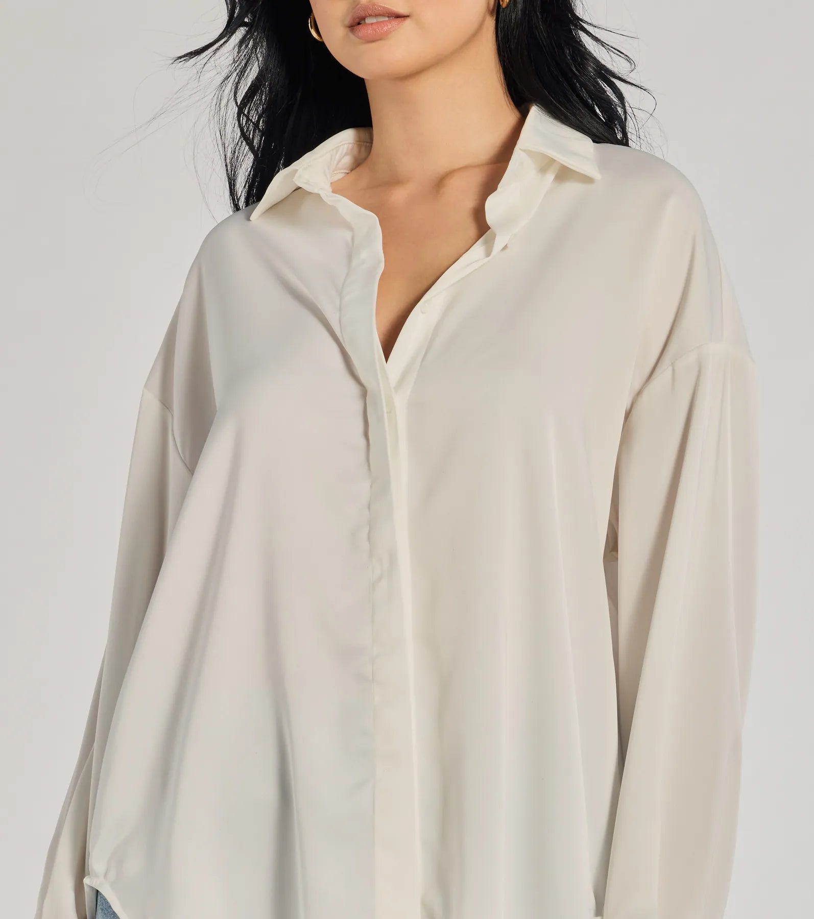 Always Chic Satin Button-Down Long Sleeve Top - Image 8