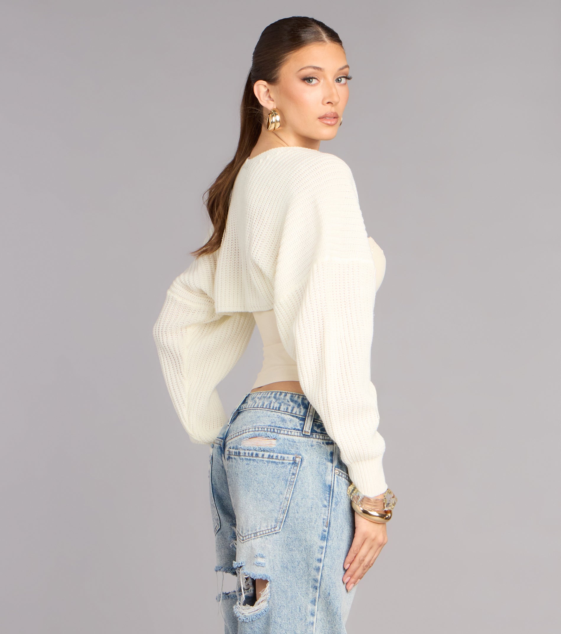 Sweet And Cozy Oversized Knit Sweater Bolero - Image 27