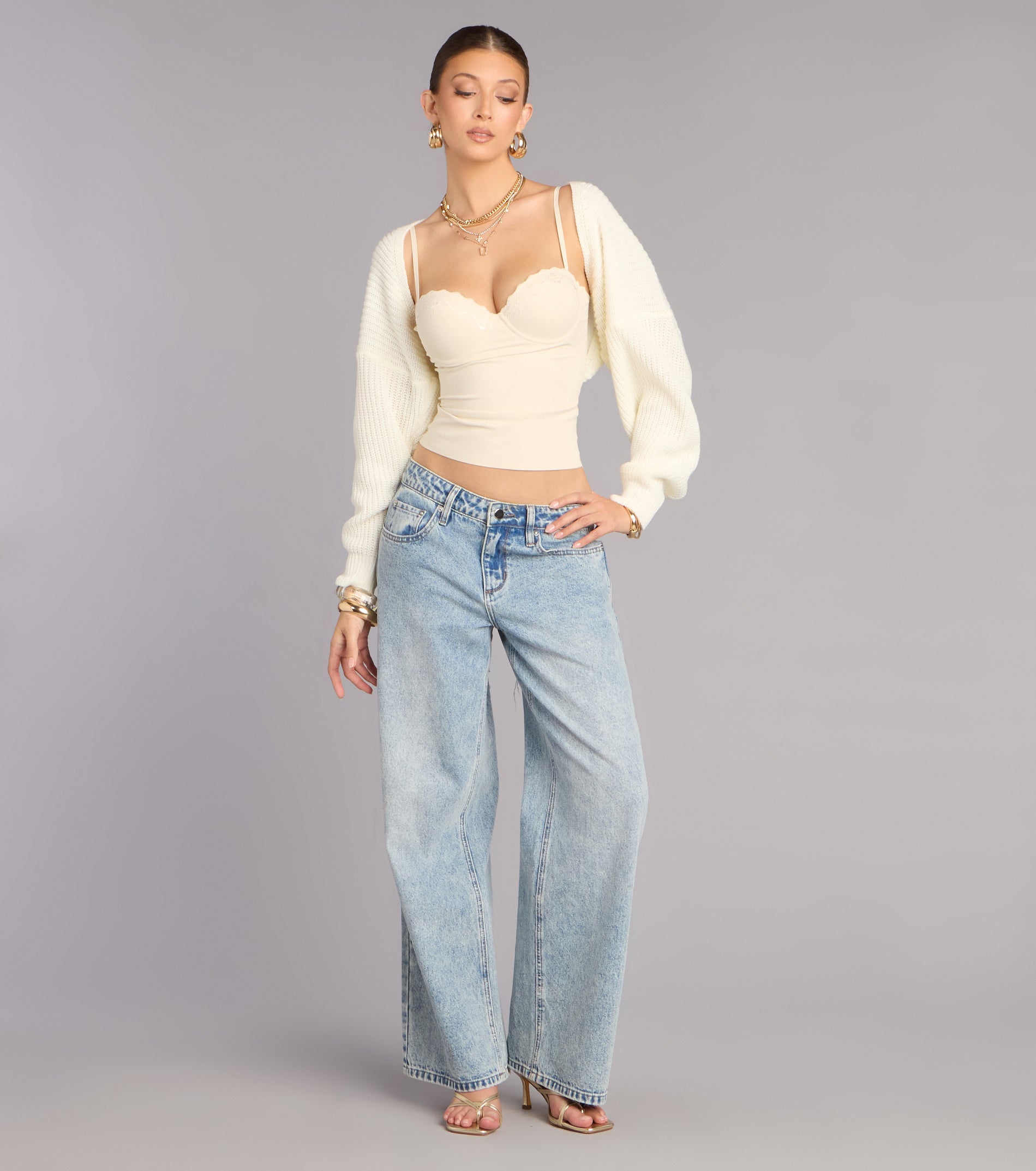 Sweet And Cozy Oversized Knit Sweater Bolero - Image 28