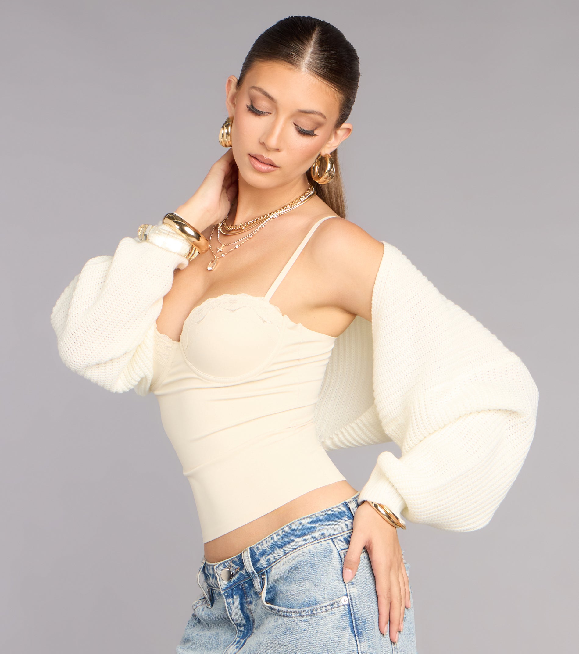 Sweet And Cozy Oversized Knit Sweater Bolero - Image 29
