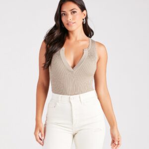 Down A Notch Sweater Knit Bodysuit