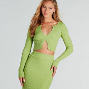 Twice The Love Rib Knit Crop Top