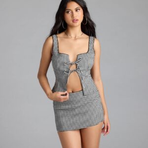 Sunny Day Ready Gingham Tie Front Vest