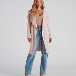 In Business Crepe Tie-Waist Duster