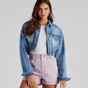 Go With It Cropped Denim Jacket