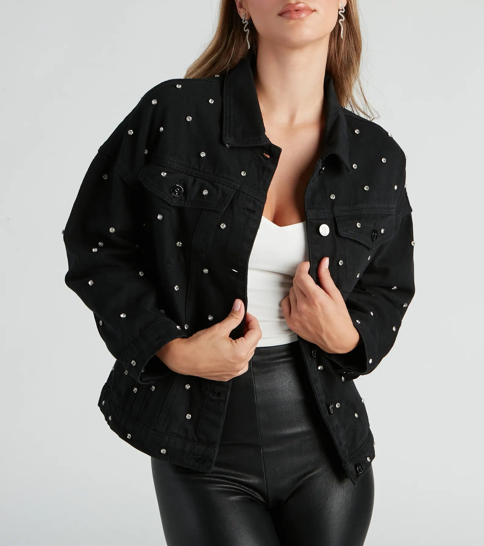 Bling Calling Rhinestone Denim Jacket - Image 4
