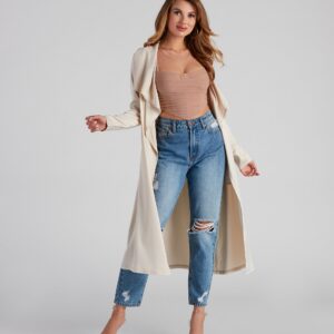 Chic In Satin Belted Trench