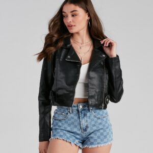 Edgy Chic Belted Moto Jacket