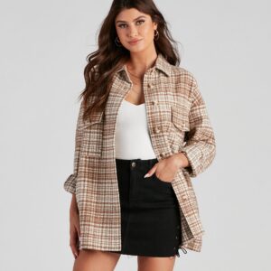 Off The Grid Plaid Woven Shacket