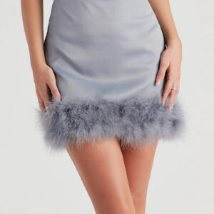 Fab Sass Marabou Trim Mini Skirt