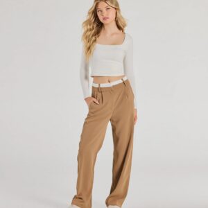 Polished Perfection Contrast Waist Pants