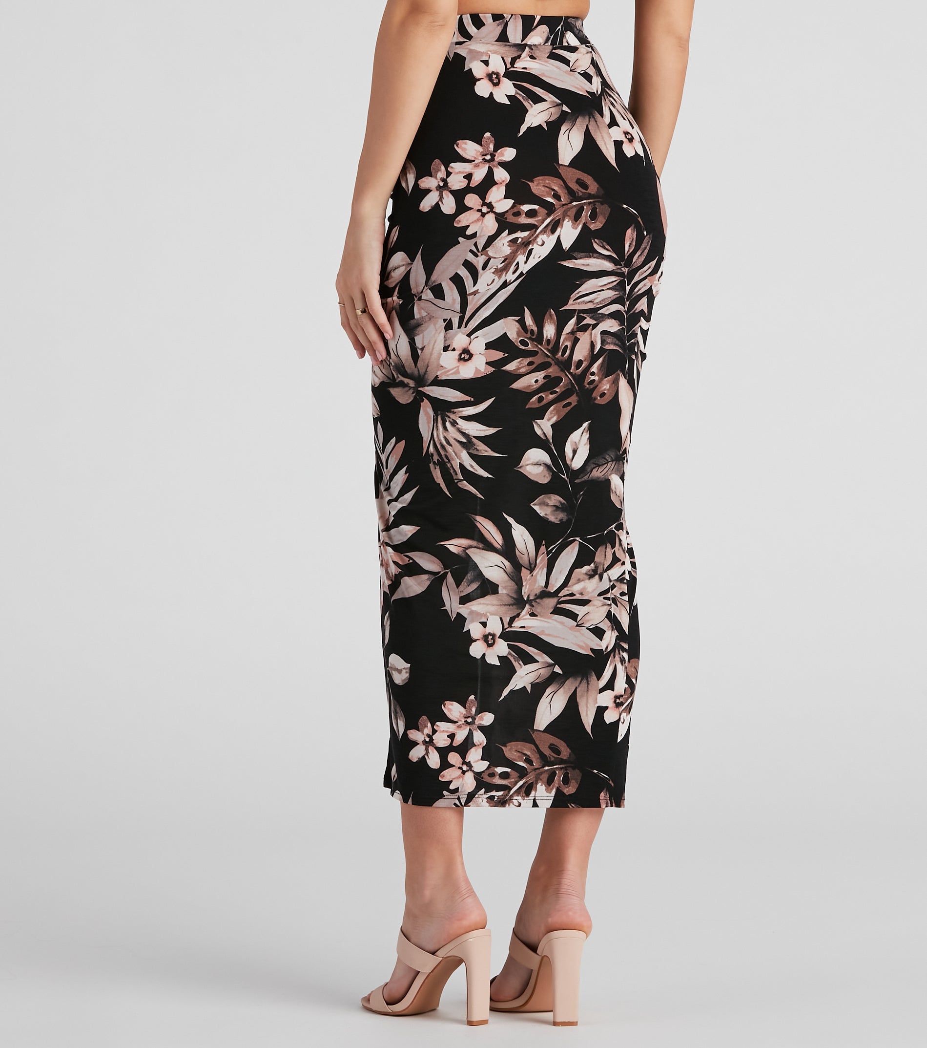 Island Flower High Slit Midi Skirt - Image 3