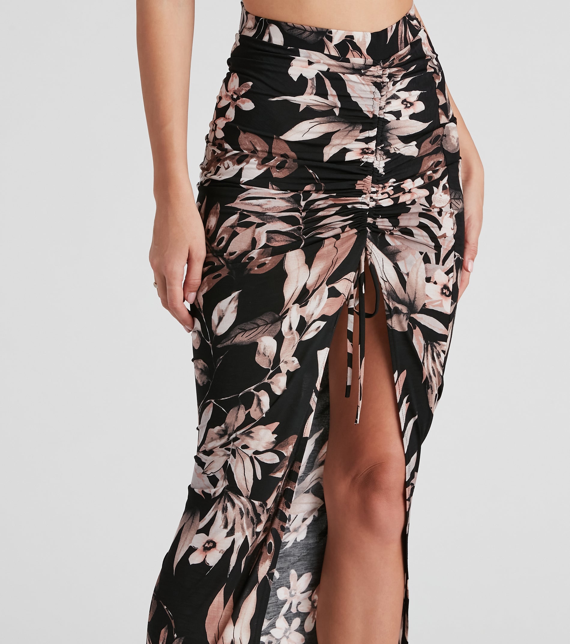 Island Flower High Slit Midi Skirt - Image 4