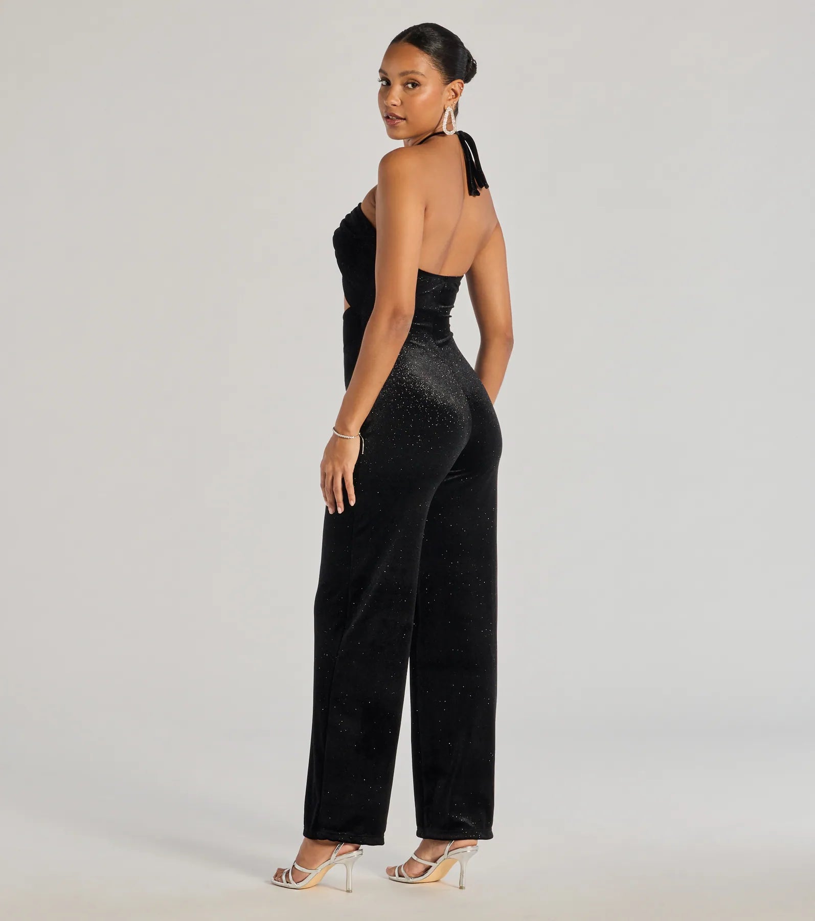 Here To Party Glitter Knit Cutout Jumpsuit - Image 2