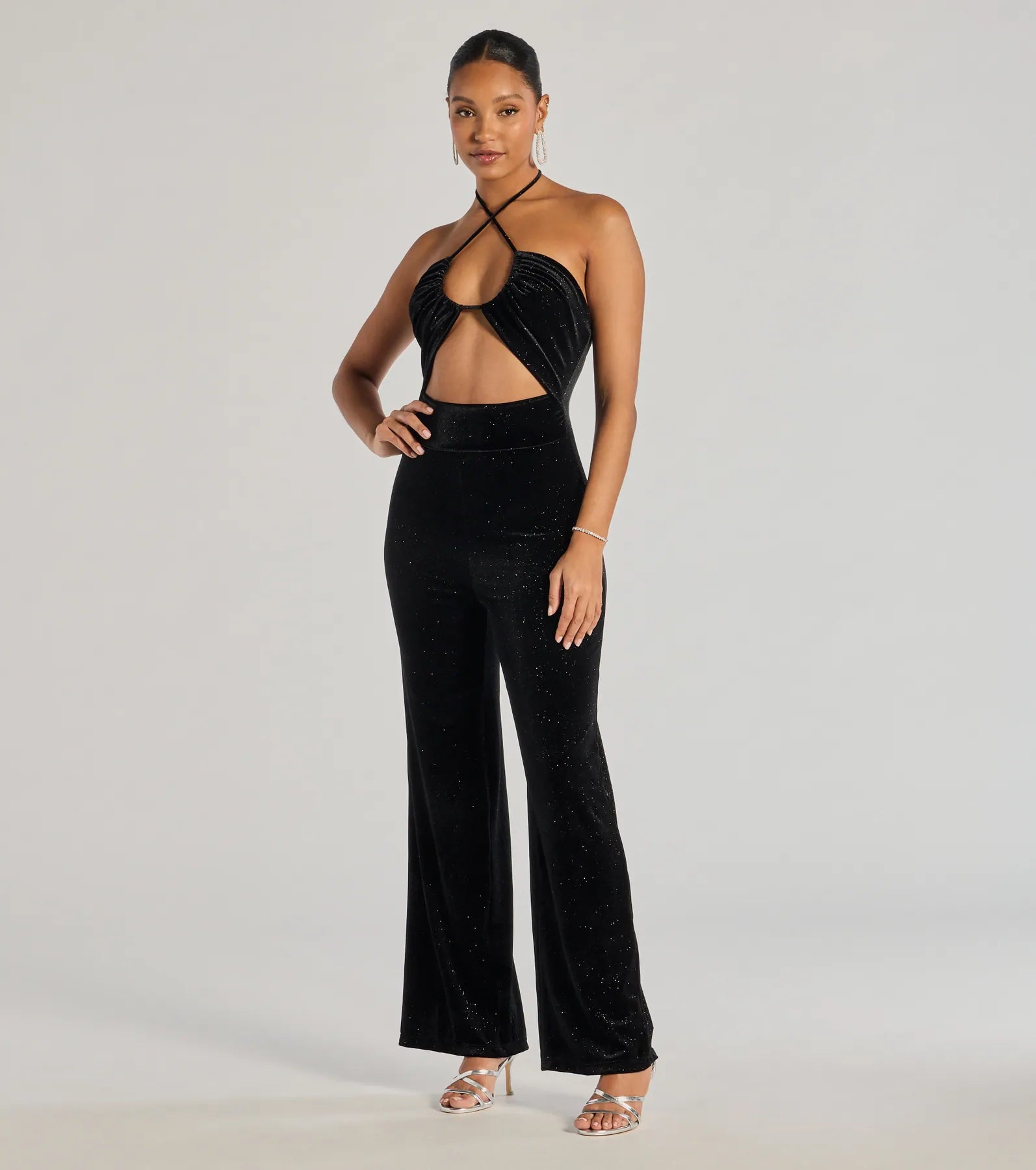 Here To Party Glitter Knit Cutout Jumpsuit - Image 4