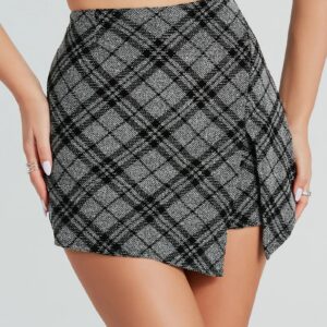 Preppy Plaid Babe High Rise Slit Skort