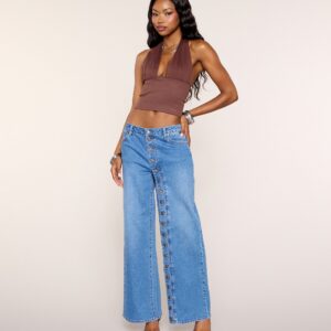 All Fastened Button Up Wide-Leg Jeans
