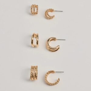 Glam Attitude Three-Pack Hoop Earrings Set
