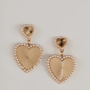 Sweet Vibe Pearl Trim Heart Drop Earrings