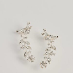 A Touch Of Luxe Rhinestone Leaf Ear Crawler Earrings